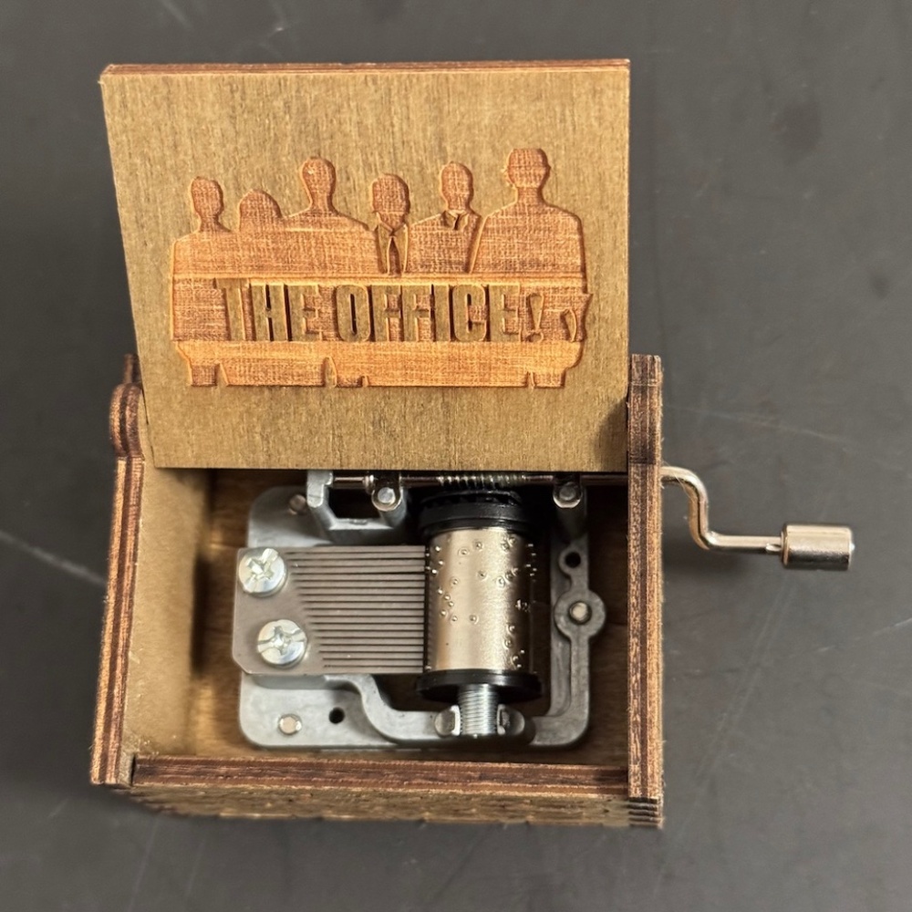 The Office crank music box plays theme song (never used)